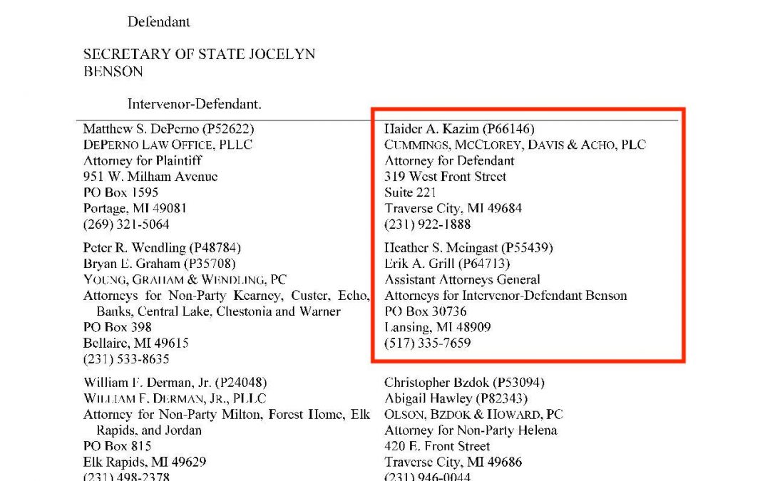 Michigan Grand Traverse GOP leader files joint motion with far left assistant AG to shut down Antrim Co. voter fraud case