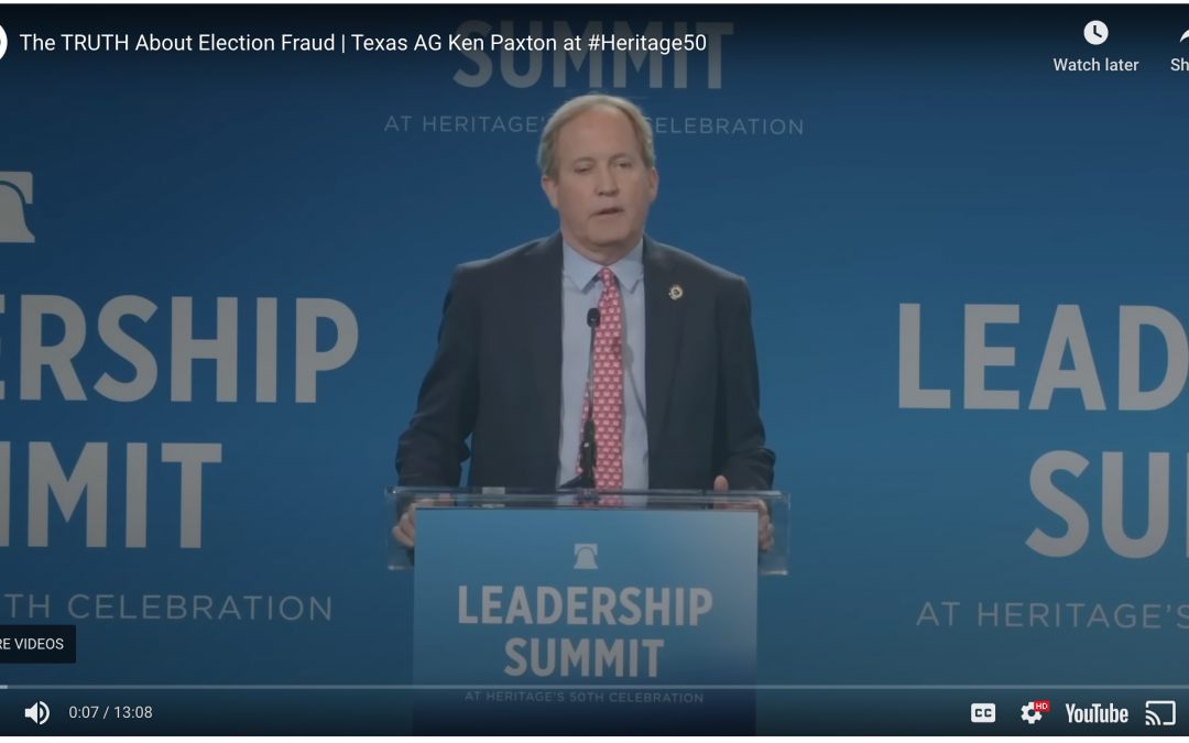 The TRUTH About Election Fraud | Texas AG Ken Paxton at Heritage50