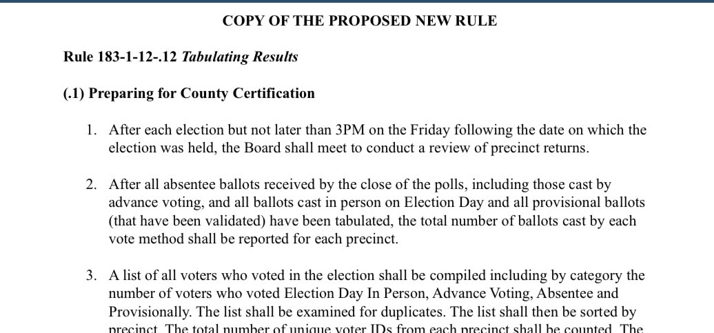 Georgia State Election Board votes 3-2 to approve new rule reconciling the total number of votes with the total number of voters